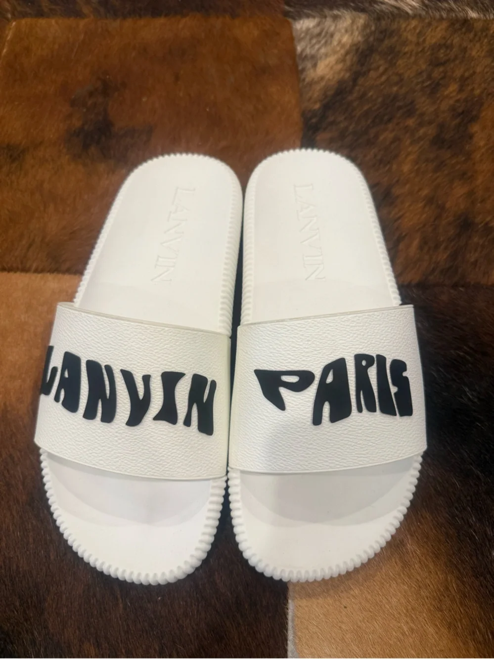 New Lanvin White Arpège Slide Sandals
